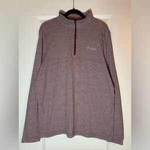 Columbia | Quarter Zip Long Sleeve Pullover in Heathered Maroon Size Large